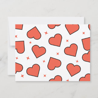 Minimal red heart pattern postcard