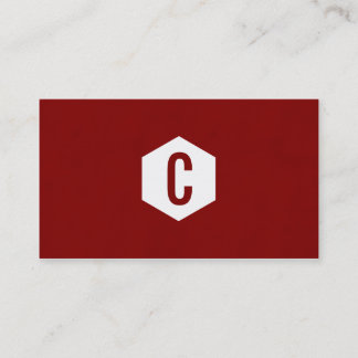 Minimal red hexagon monogramed business cards