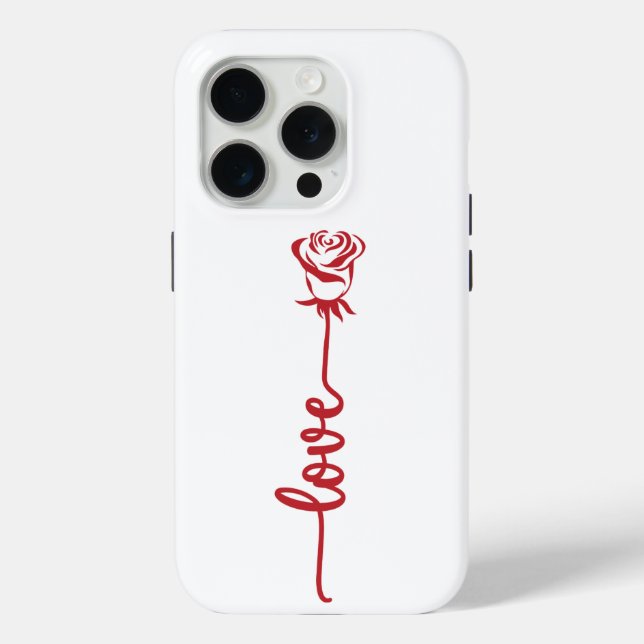 Minimal Red Rose Love Line Art Case-Mate iPhone Case (Back)