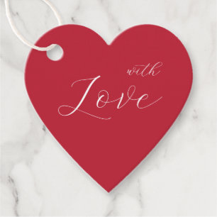 Minimal Red With Love Heart Favour Tags
