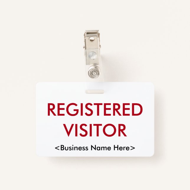 Minimal "REGISTERED VISITOR" Badge ID Badge (Back with Clip)