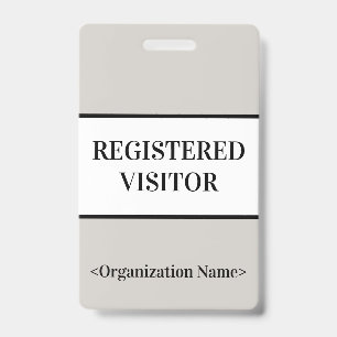 Minimal "REGISTERED VISITOR" Badge ID Badge