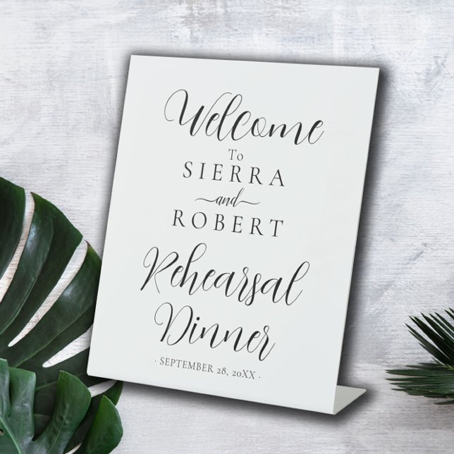 Minimal Rehearsal Dinner Welcome  Pedestal Sign (Creator Uploaded)