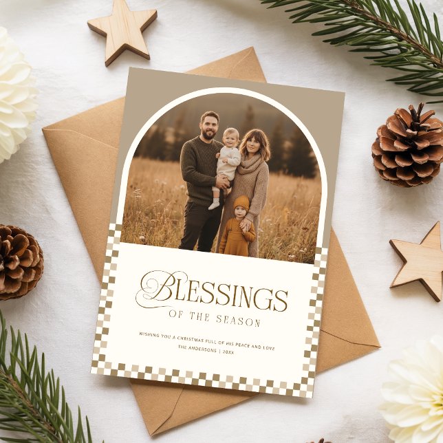 Minimal Religious Family Arch Photo Christmas Holiday Card (Creator Uploaded)