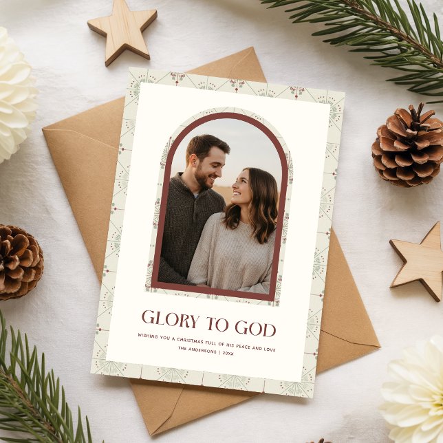 Minimal Religious Family Arch Photo Christmas Holiday Card (Creator Uploaded)