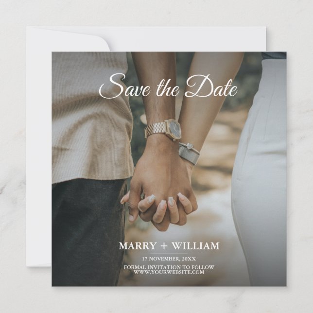 Minimal Replace Your Photo Flat Save The Date Card (Front)