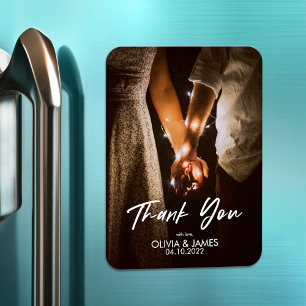 Minimal Replace Your Photo Flat Thank You Postcard Magnet