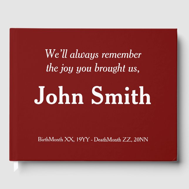 Minimal, Respectable Sympathy Guestbook (Front)