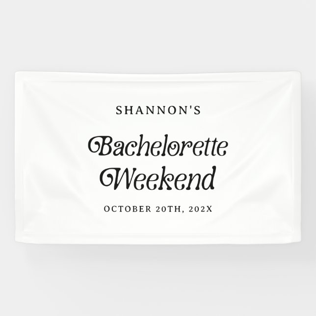 Minimal Retro Black and White Bachelorette Weekend Banner (Horizontal)