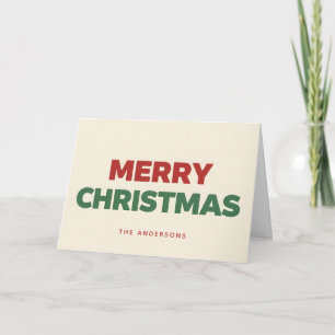 Minimal Retro Block Script Merry Christmas Holiday Card