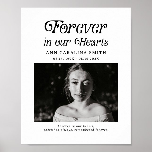 Minimal Retro Funeral Forever in our Hearts Sign (Front)