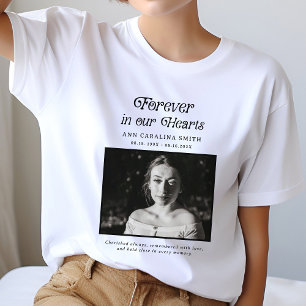 Minimal Retro Funeral Photo Forever In Our Hearts T-Shirt
