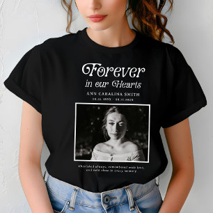 Minimal Retro Funeral Photo Forever In Our Hearts T-Shirt