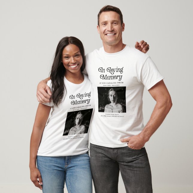 Minimal Retro Funeral Photo In Loving Memory T-Shirt (Unisex)