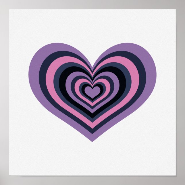 Minimal Retro Heart Wall Art Poster (Front)