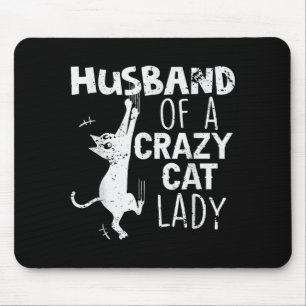 Minimal Retro Husband Crazy Cat Lady Mouse Pad