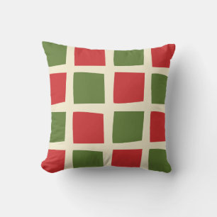Minimal Retro Modern Christmas Check Large Pattern Cushion