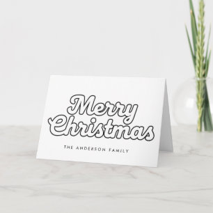 Minimal Retro Outline Script Merry Christmas Holiday Card