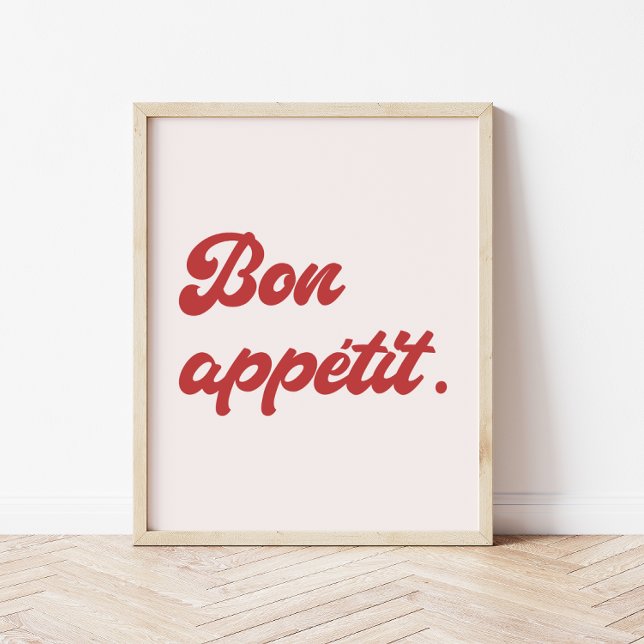 Minimal Retro Script 'Bon Appétit' Kitchen  Poster (Creator Uploaded)