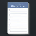 Minimal Retro Typography | Blue Monogram Post-it Notes<br><div class="desc">Personalise with your name or choice of text, or leave blank if desired. These list notepads are perfect for, all kinds of to-do lists. Personalise a set of gorgeous Post It notes for yourself or as a gift. These wonderful little beauties are great for reminders and messages and, when personalised,...</div>