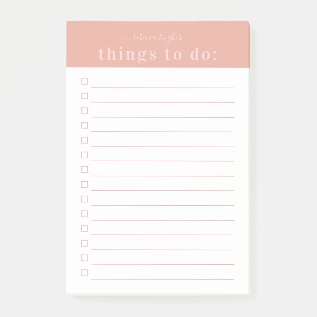 Minimal Retro Typography | Pink Monogram Post-it Notes (Front)