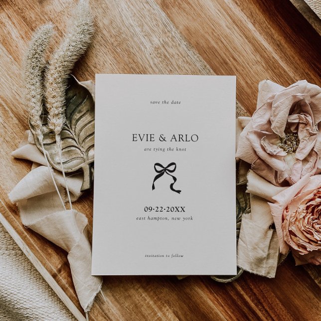 Minimal Ribbon Wedding Save The Date (Creator Uploaded)