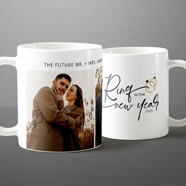 Minimal Ring in the New Year Engagement Christmas Coffee Mug (Creator Uploaded)