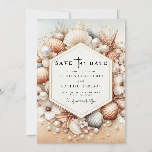 Minimal Romantic Beach Wedding Save The Date (Front)