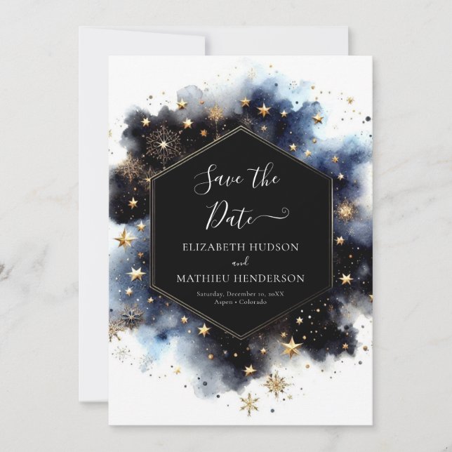 Minimal Romantic Celestial Wedding Save The Date (Front)