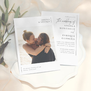 Minimal Romantic Elegant Typography Photo Wedding Invitation