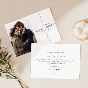 Minimal Romantic Photo Wedding  Thank You Card