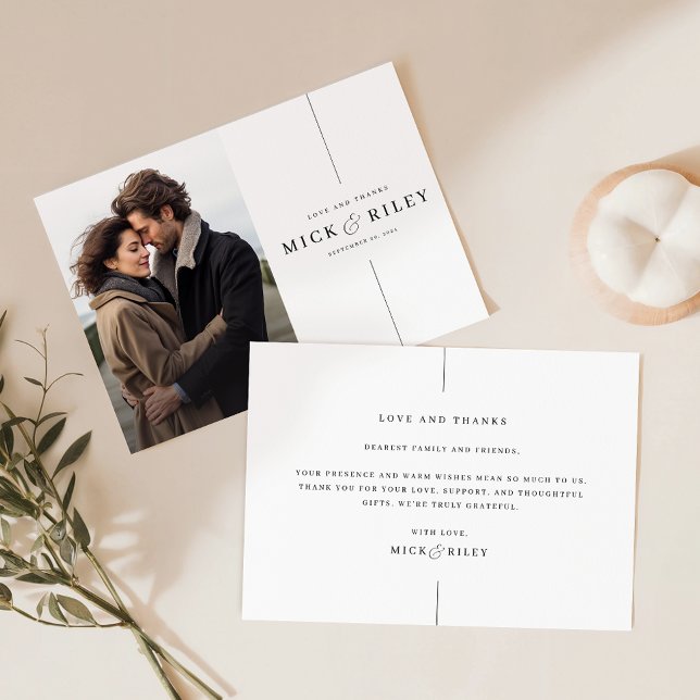 Minimal Romantic Photo Wedding  Thank You Card (Creator Uploaded)