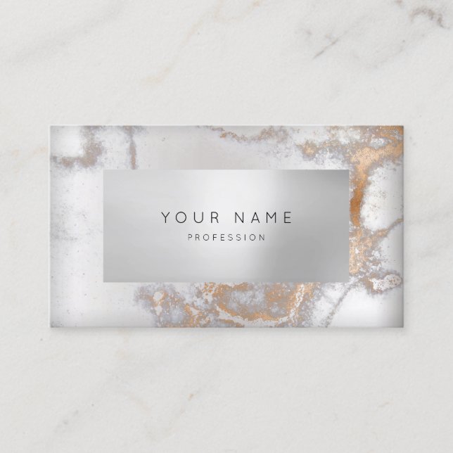 Minimal Rose Copper Marble Appointment Silver VIP Card (Front)