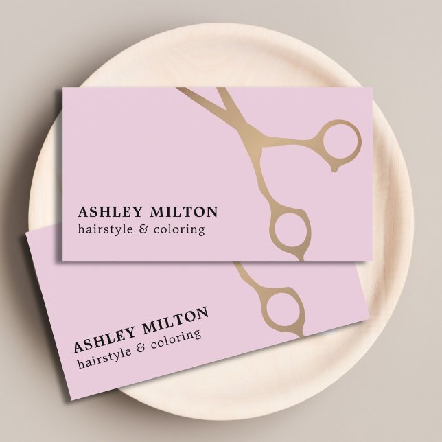 Minimal Rose Faux Gold Scissors Hair Stylist Business Card (Creator Uploaded)