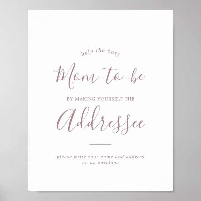 Minimal Rose Gold Baby Shower Address an Envelope Poster (Front)