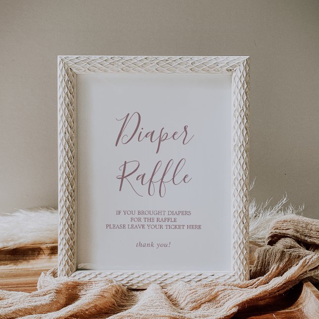 Minimal Rose Gold Baby Shower Diaper Raffle Sign (Creator Uploaded)