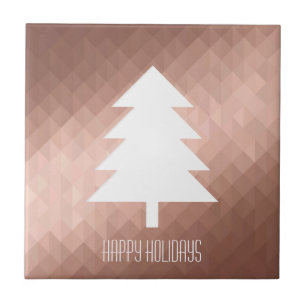 Minimal rose gold christmas tree modern ceramic tile