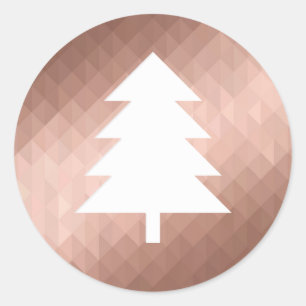 Minimal rose gold christmas tree modern classic round sticker
