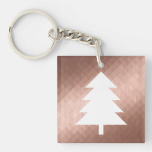 Minimal rose gold christmas tree modern key ring
