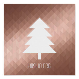 Minimal rose gold christmas tree modern poster