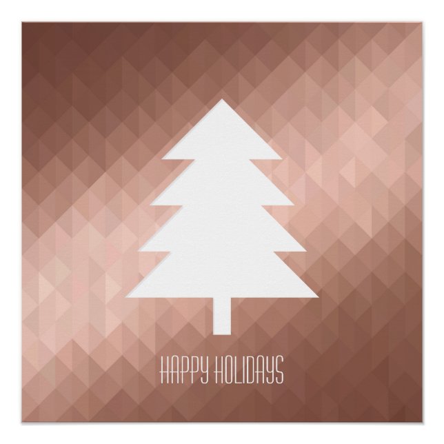 Minimal rose gold christmas tree modern poster (Front)
