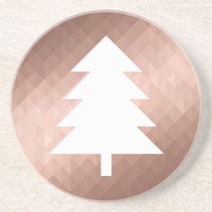 Minimal rose gold christmas tree trendy coaster