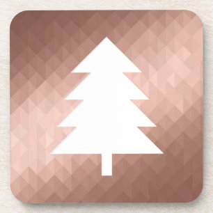 Minimal rose gold christmas tree trendy coaster