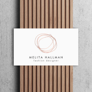 Minimal Rose Gold Designer Scribble Logo II Business Card