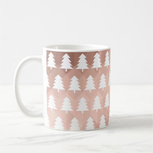 Minimal rose gold geometric xmas trees coffee mug