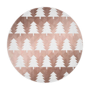 Minimal rose gold geometric xmas trees  cutting board