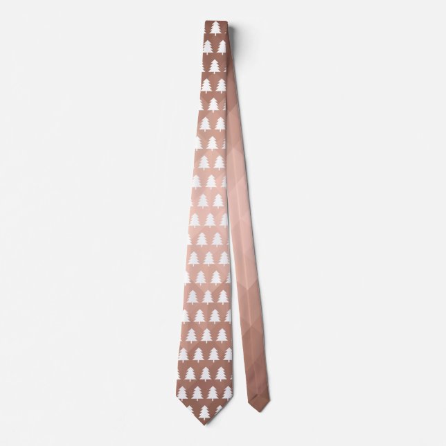 Minimal rose gold geometric xmas trees  tie (Front)