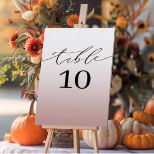 minimal Rose Gold Gradient Wedding Table Number