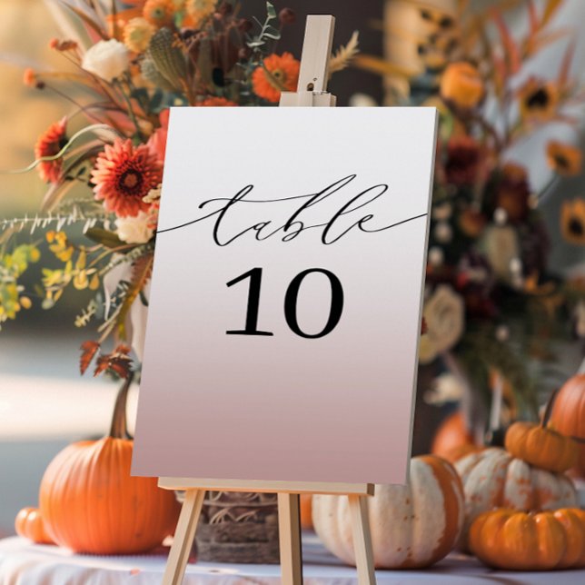 minimal Rose Gold Gradient Wedding Table Number (Creator Uploaded)