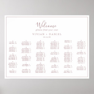 Minimal Rose Gold Horizontal Seating Chart